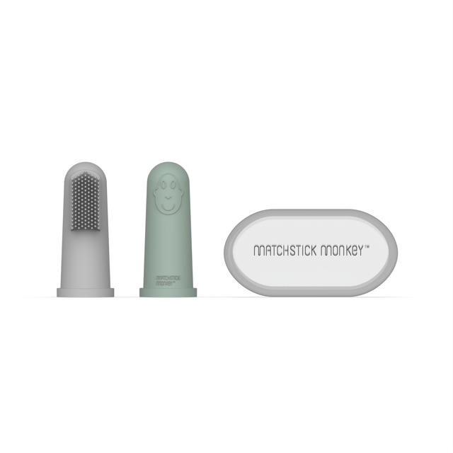 Matchstick Monkey Finger tooth brush Grey & Mint Green 