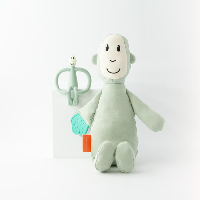 Matchstick Monkey Teething Plush Gift Set mint