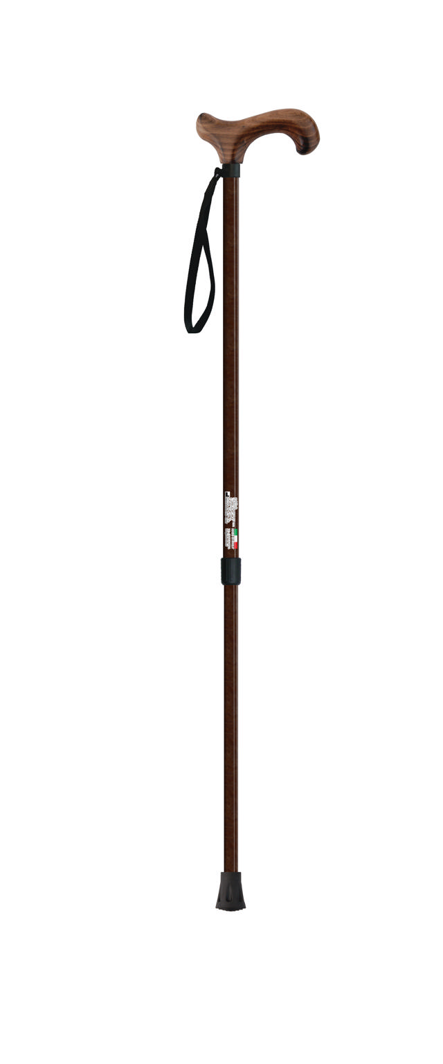 Canne autoportante derby cuir marron foncé