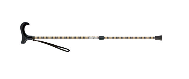 Canne de marche tartan beige Poignée derby