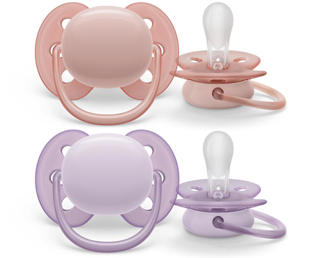 Sucette +0M Ultra Soft Gris/rose