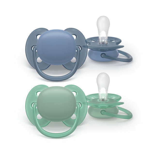 Sucette +6m Soft bleu/vert