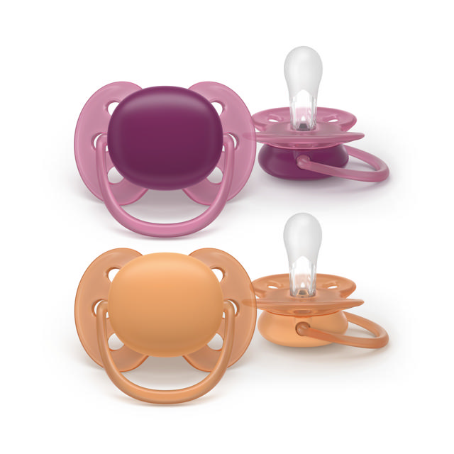 Sucette +18m Soft fuchsia/pêche