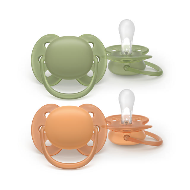 Sucette +18m Soft terre cuite/kaki