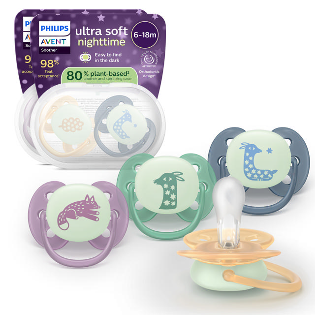 Soother +6m Soft night deco – 4 pack