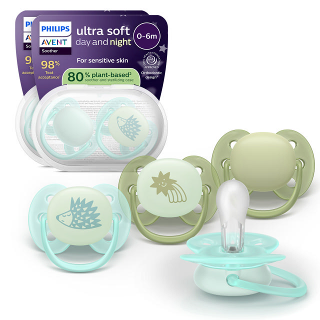 Soother +0m Soft day & night – 4 pack
