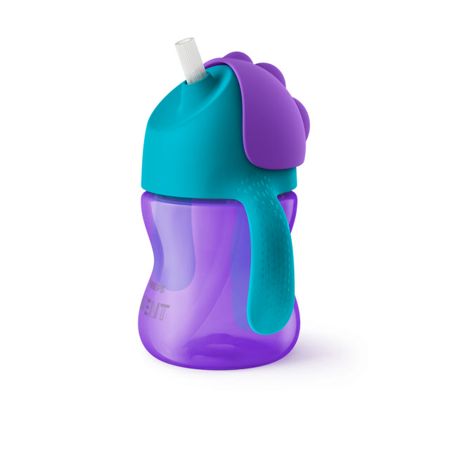 Beker met rietje 200ml Girl Paars