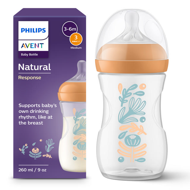 Natural deco bottle 260 ml orange ring